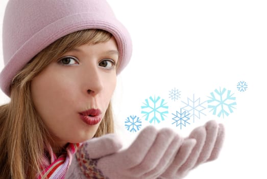 Girl with snowflakes