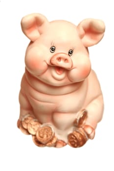 Coin box a pig on a white background