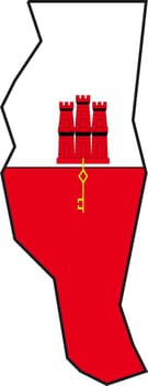 Illustration Vector of a Map and Flag from Gibraltar