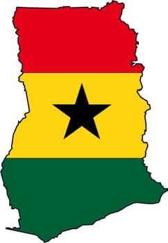 Illustration Vector of a Map and Flag from Ghana