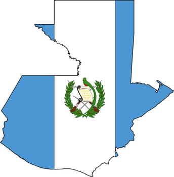 Illustration Vector of a Map and Flag from Guatemala