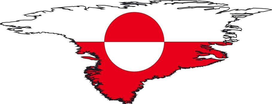 Illustration Vector of a Map and Flag from Greenland