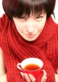 The sight of the girl which drinks from a red cup