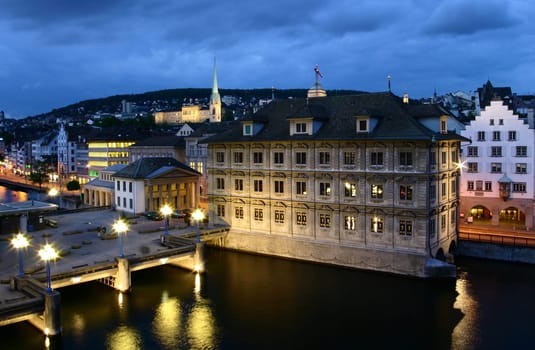 Zurich Lighted at Night