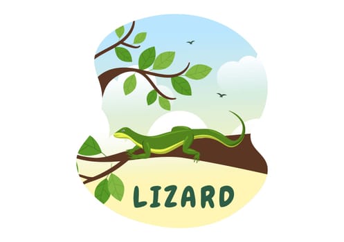 Set of Animal Reptile Template Hand Drawn Cartoon Flat Illustration with Various Types of Reptiles Animals Concept