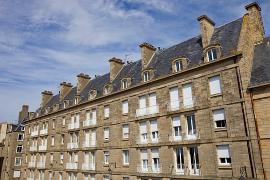 typical intra muros st malo houses, brittany, france