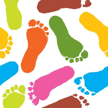 Seamless pattern, prints of foots of the child, vector illustration