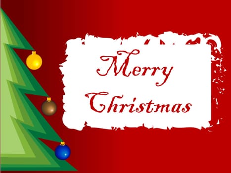 Christmas tree with message and decorations.