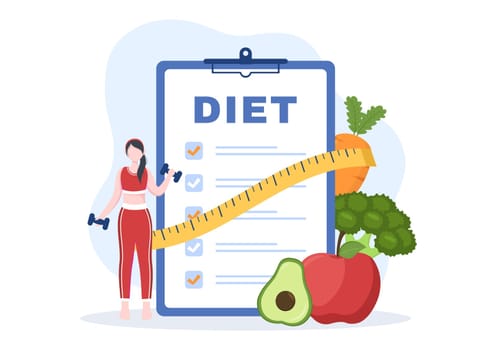Weight Loss Template Hand Drawn Cartoon Flat Illustration of People Overweight doing Exercise, Training and Planning Diet for a Slim Body