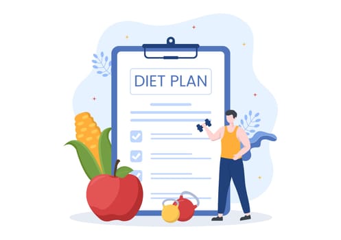 Weight Loss Template Hand Drawn Cartoon Flat Illustration of People Overweight doing Exercise, Training and Planning Diet for a Slim Body