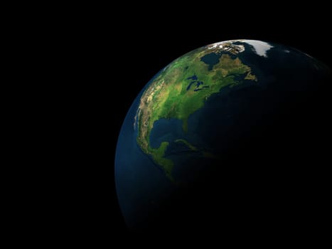 3d earth in black space