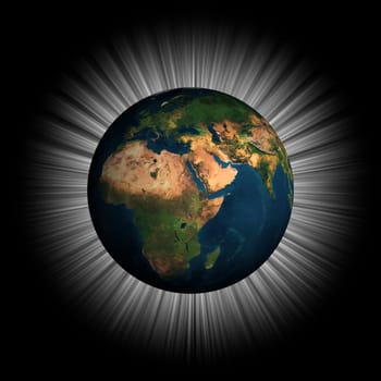 3d earth in black space