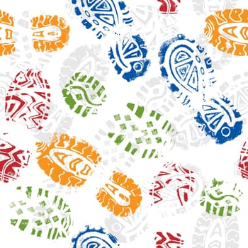 Seamless pattern, prints of foots of the child, vector illustration