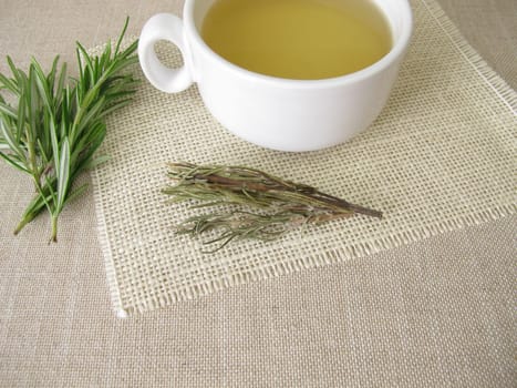 A cup of tea from dried Rosemary herbs