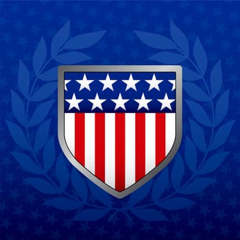 Red White and Blue Shield on a Star Background