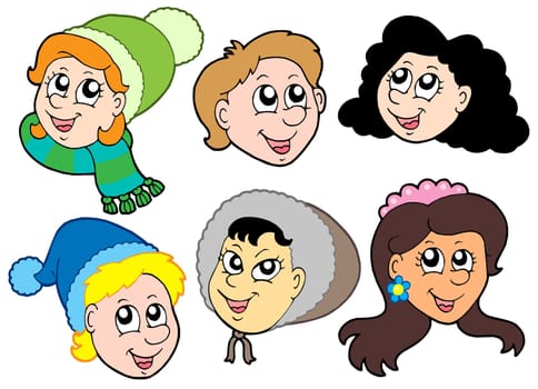 Children faces collection 2 - vector illustration