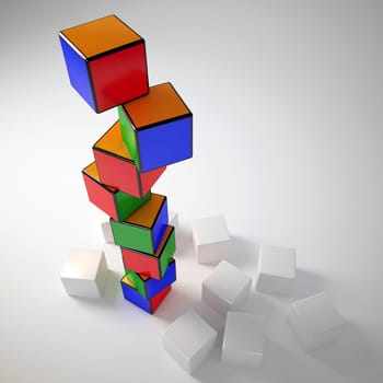 building from colourful children's blocks