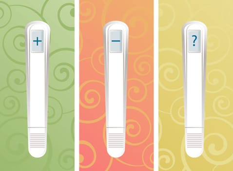 Three different pregnancy test results: positive, negative and maybe...