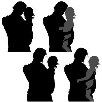 Mother and Baby 01 - detailed silhouettes as illustration, vector