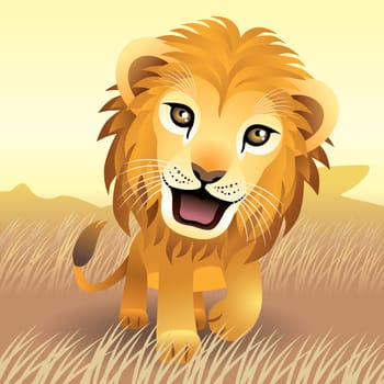Vector illustration of a baby lion. If you like this illustration, check out our baby animal collection.    You can use any vector compatible software to open/modify/use the file. The different graphics are on separate layers so they can be easily edited