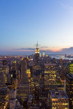 This photo was shot from New York skyline after sunset.