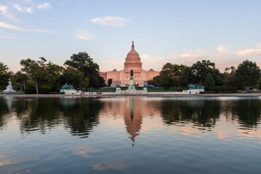 This photo was shot from the US Capital building in Washington DC, USA in the evening after sunset.