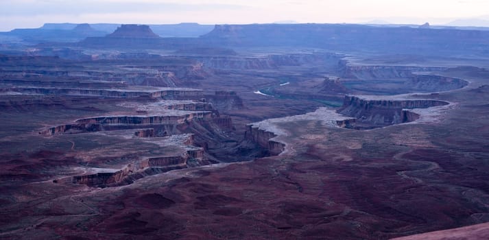 The sun has dropped below the horizon as you view from the Green River Overlook