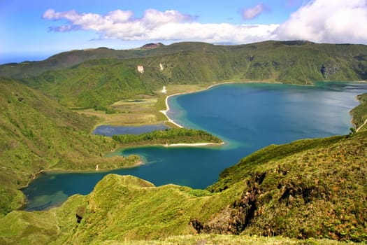 the lake of fire in azores island of sao miguel