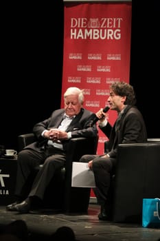 Helmut Schmidt in a talk with Giovanni di Lorenzo,ZEIT Talk "What I wanted to say"" at the Thalia-Theater,Hamburg,07.05.2015"