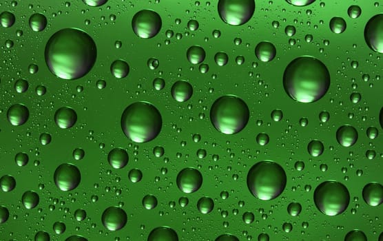 green water drops on glass,could be used as background