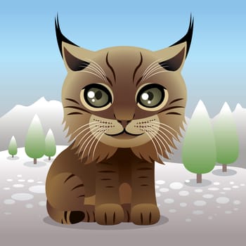 Lynx baby image.   Also available in EPS8 vector format with different graphics on separate layers so they can be easily edited individually. The vector format is scalable to any size without loss of quality.