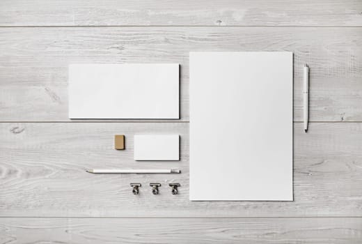 Blank stationery set. Mockup for branding identity. Flat lay.