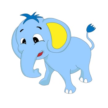 A Happy Cartoon Cute Blue Baby Elephant