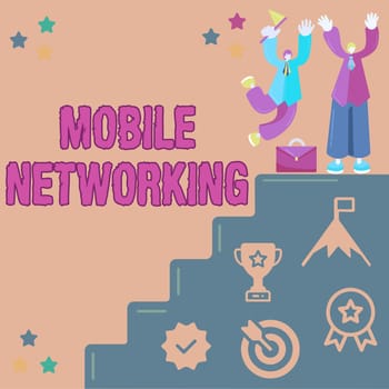 Conceptual caption Mobile NetworkingCommunication network where the last link is wireless, Concept meaning Communication network where the last link is wireless