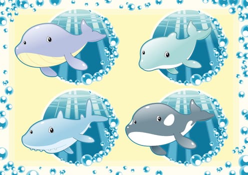 Ocean Family fish, vector and cartoon illustration