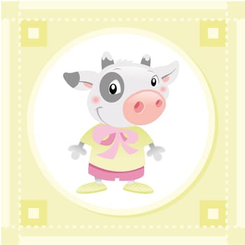 Baby Cow, funny cartoon and vector Illustration