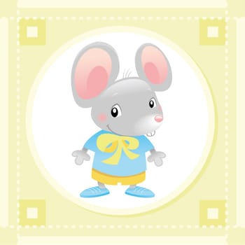Baby Mouse, funny cartoon and vector Illustration
