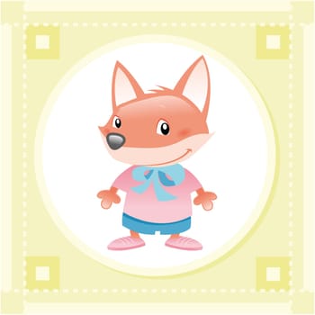 Baby Fox, funny cartoon and vector Illustration