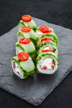 Rolls with tuna and chukka salad