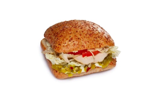 Layout for menu. Burger with beef, bell pepper, cabbage, cucumber and cheese