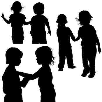 Childrens Games 06 - detailed silhouettes as illustrations, vector