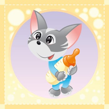 Baby cat, cartoon and vector character