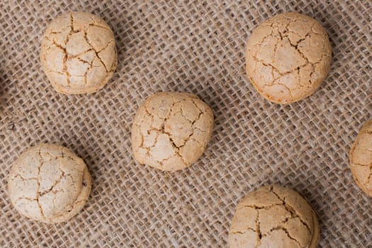 Turkish almond cookies on a linen canvas