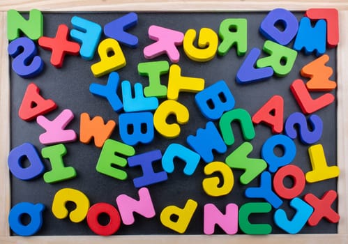 Colorful Letters of Alphabet made of wood