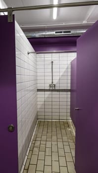 Interior detail of changing rooms in a swimming pool