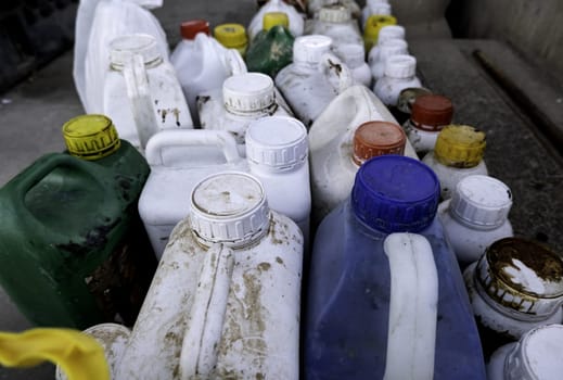 Plastic bottle used oil, recycling and ecology