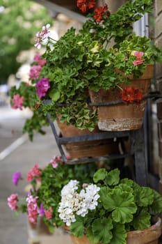 Detail of decoration with flowers on a facade