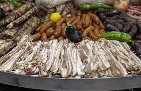 Detail of different meats for grilling, party