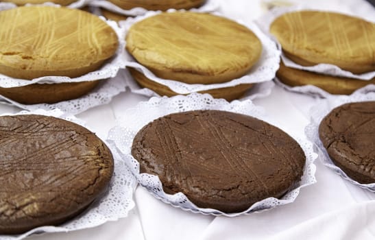 Detail of typical spanish traditional cake, sweet food, dessert