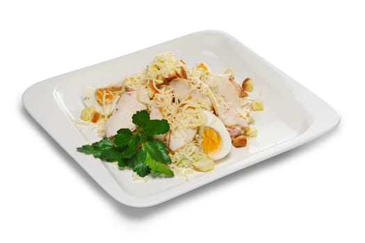 Layout for menu. Chicken fillet with egg, cheese and chips